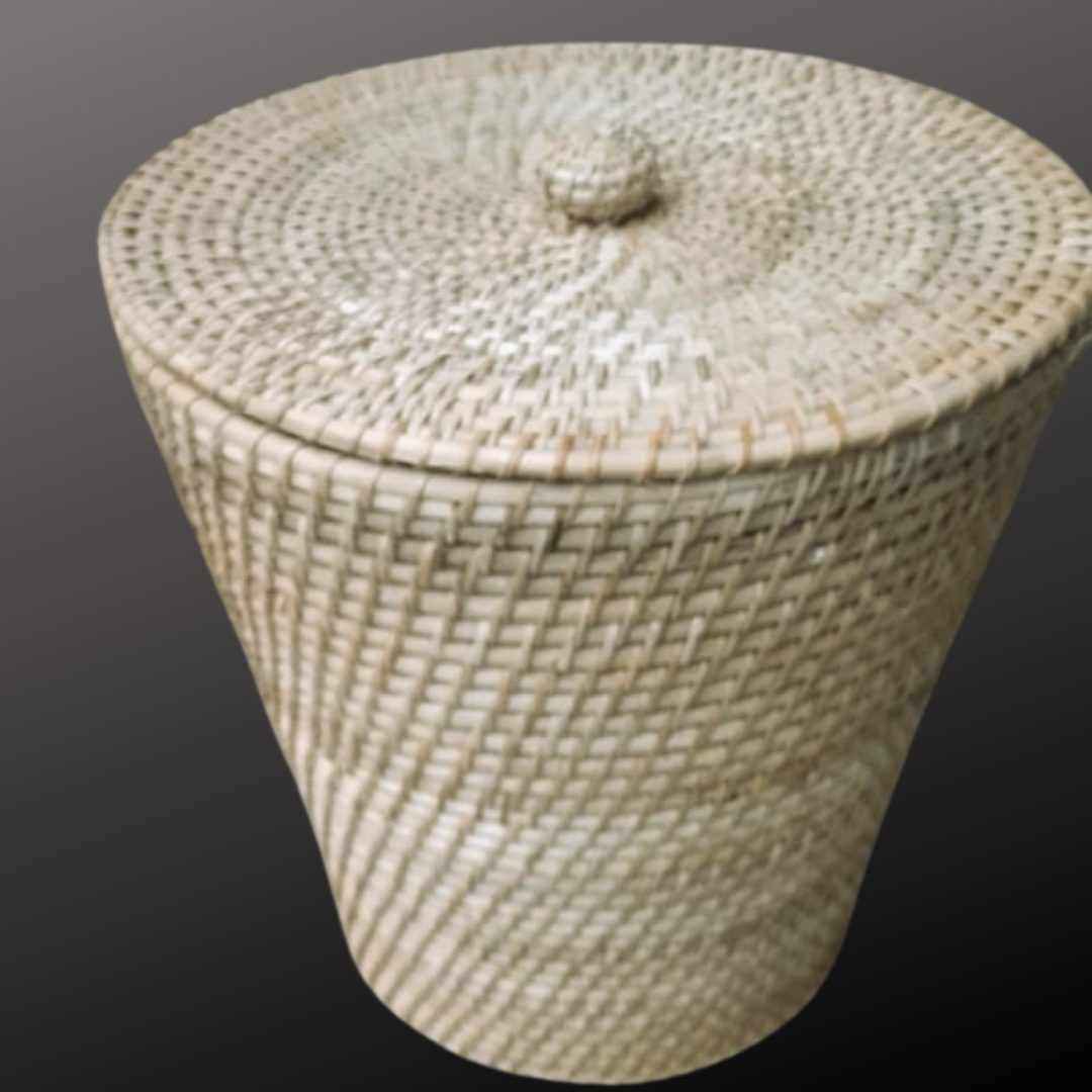 Handwoven Bamboo Planter Basket with Lid 